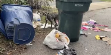 Stray Dog Found on Trash Thanks Rescuers with Hugs.