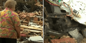 Woman Searches for Her Dogs in Her Tornado-Destroyed Home.