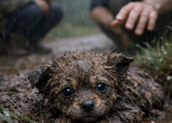 They Pulled A Muddy “Puppy” From A Ditch – Then They Realized Something Was Very Wrong